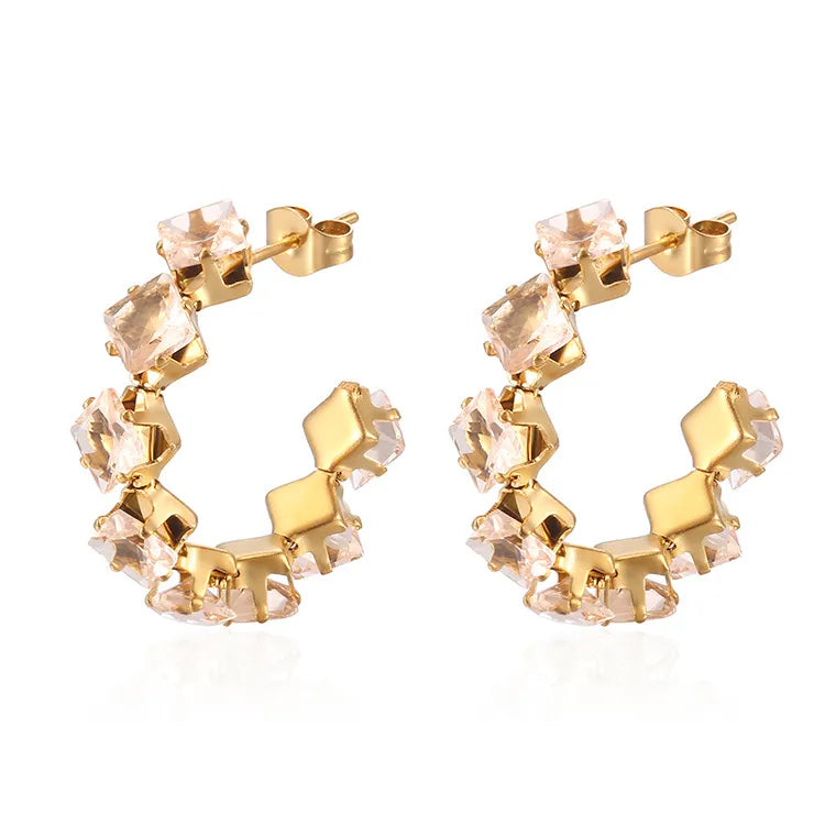 Boucles d’Oreilles Créoles Cristal Champagne