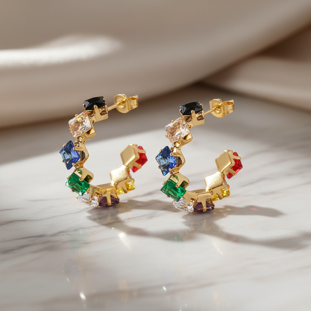 Boucles d’Oreilles Créoles Arc-en-Ciel