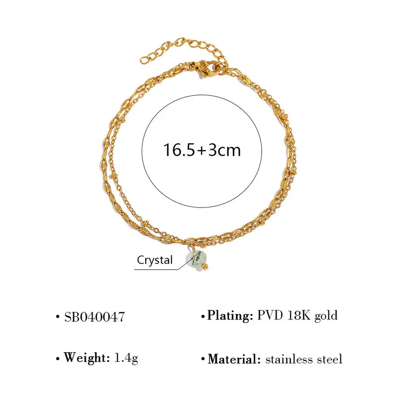 Bracelet Double Chaîne Cristal Doré