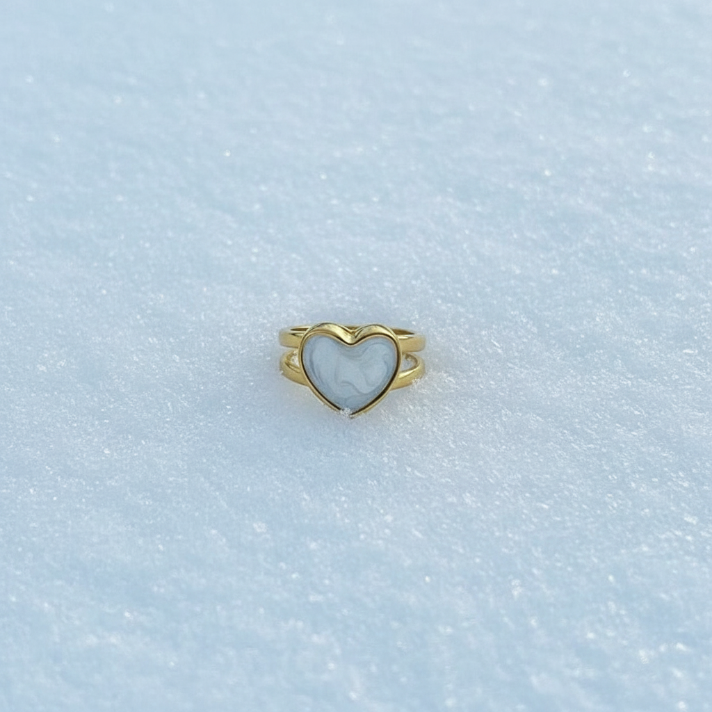 Bague Cœur de Nacre sur neige