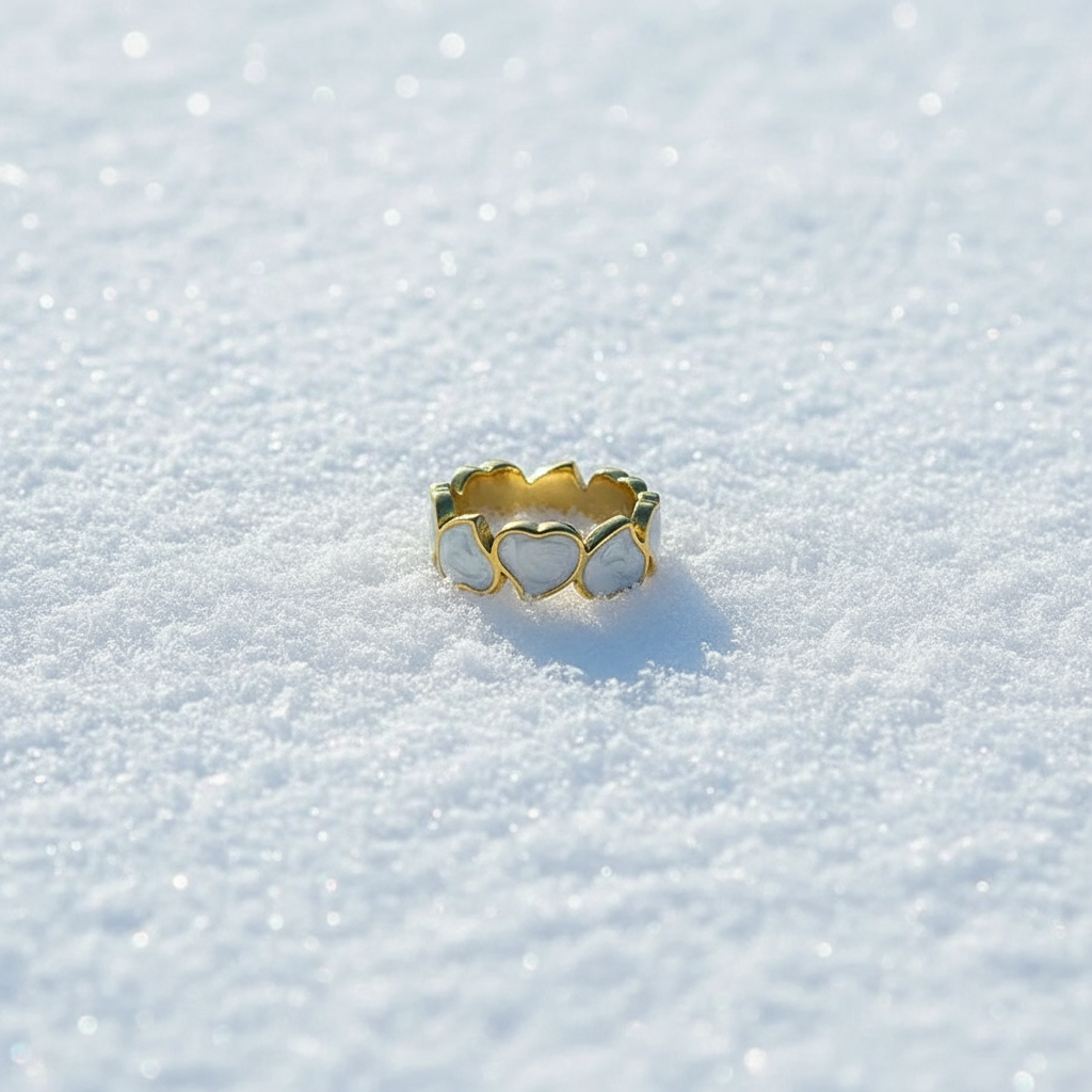 Bague Cœurs Nacrés sur neige