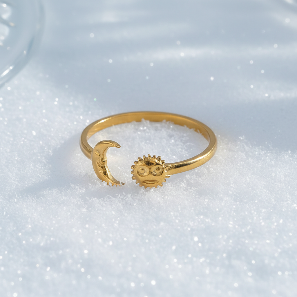 Bague Soleil & Lune sur neige