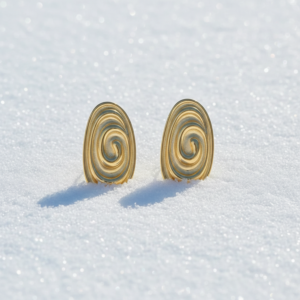 Boucles d'Oreilles Papillon Doré Scintillant sur neige