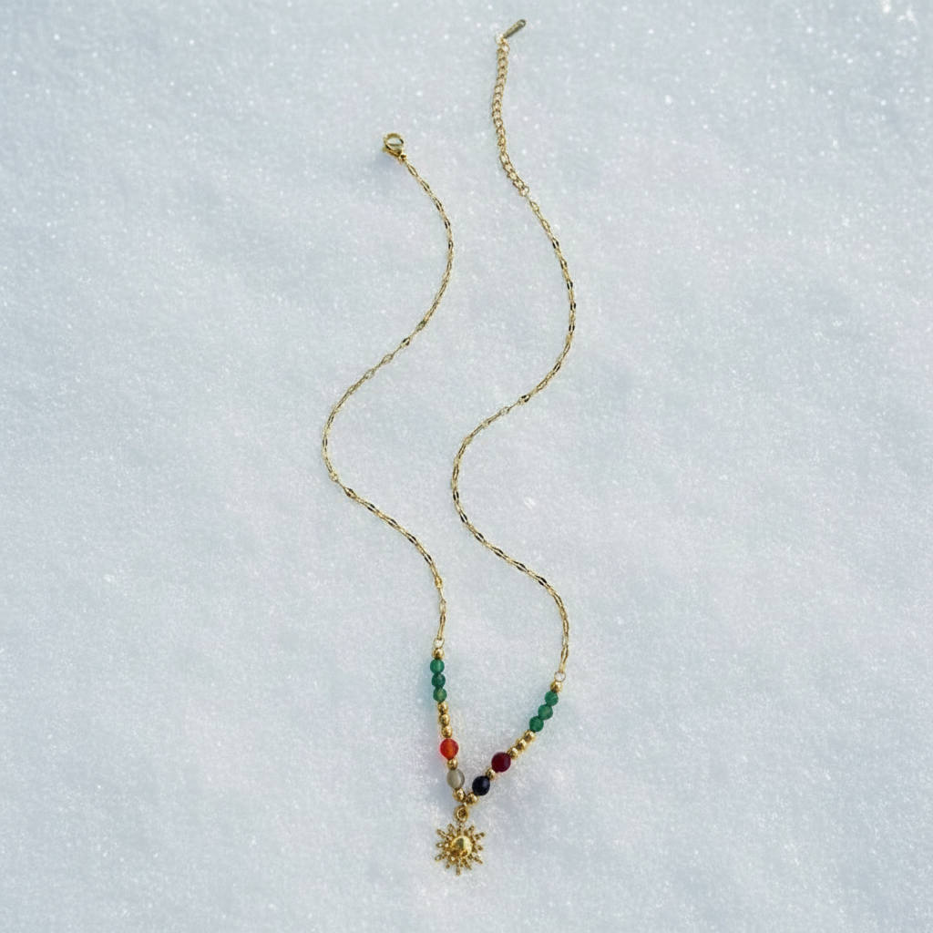 Collier Bohème Perlé Soleil sur neige
