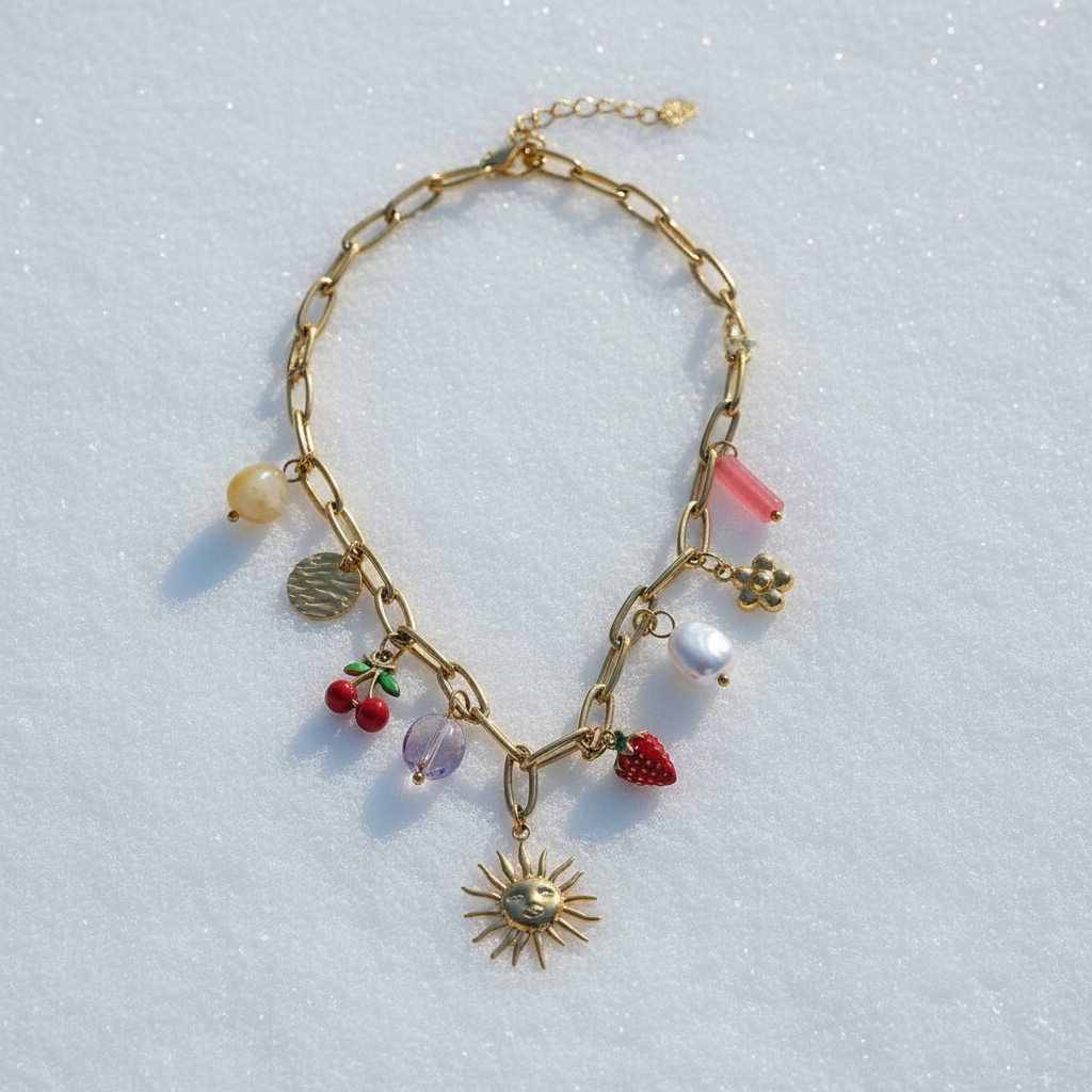 Collier Charms Soleil d'Été sur neige